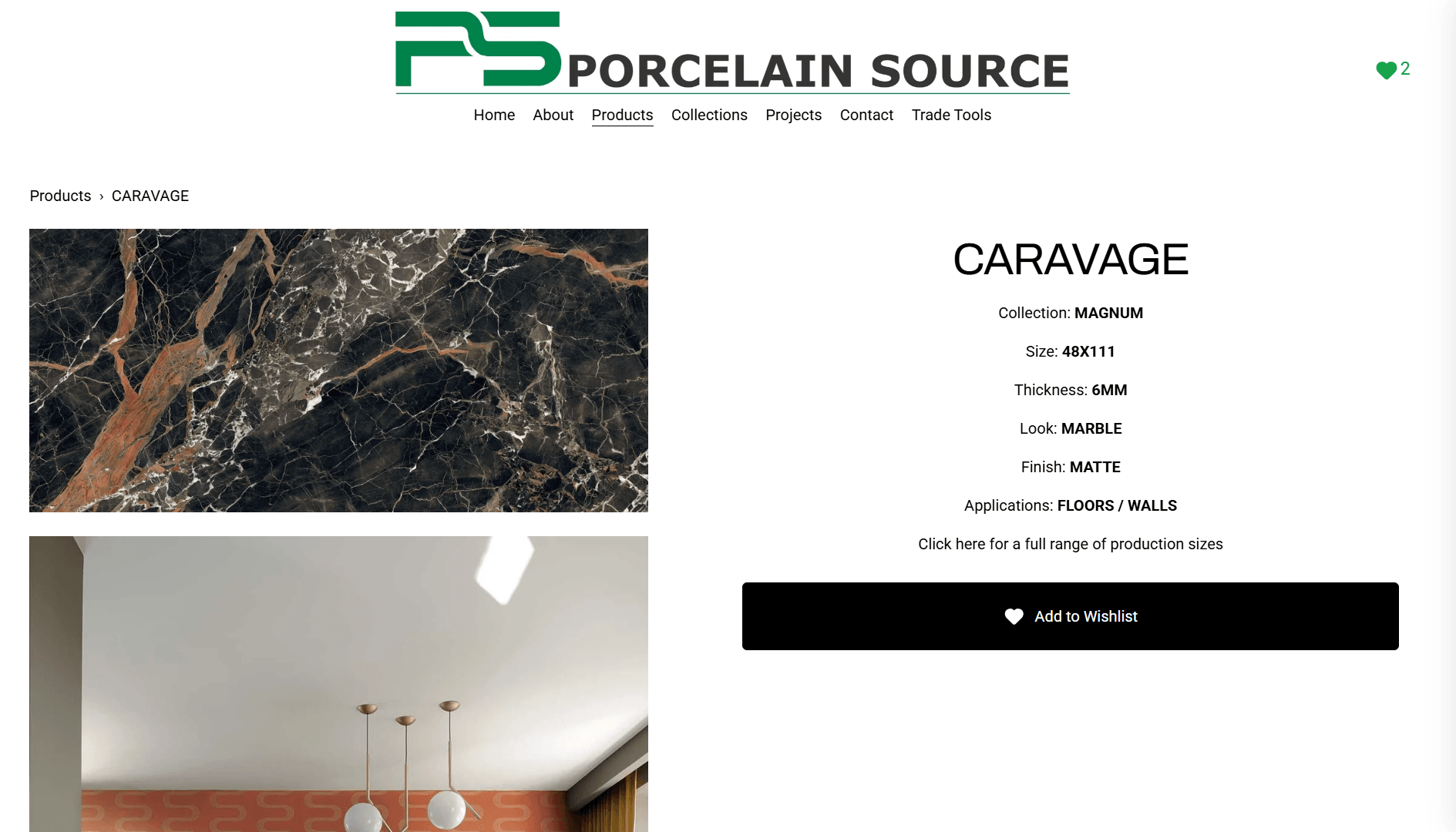 Live example – porcelainsource.com